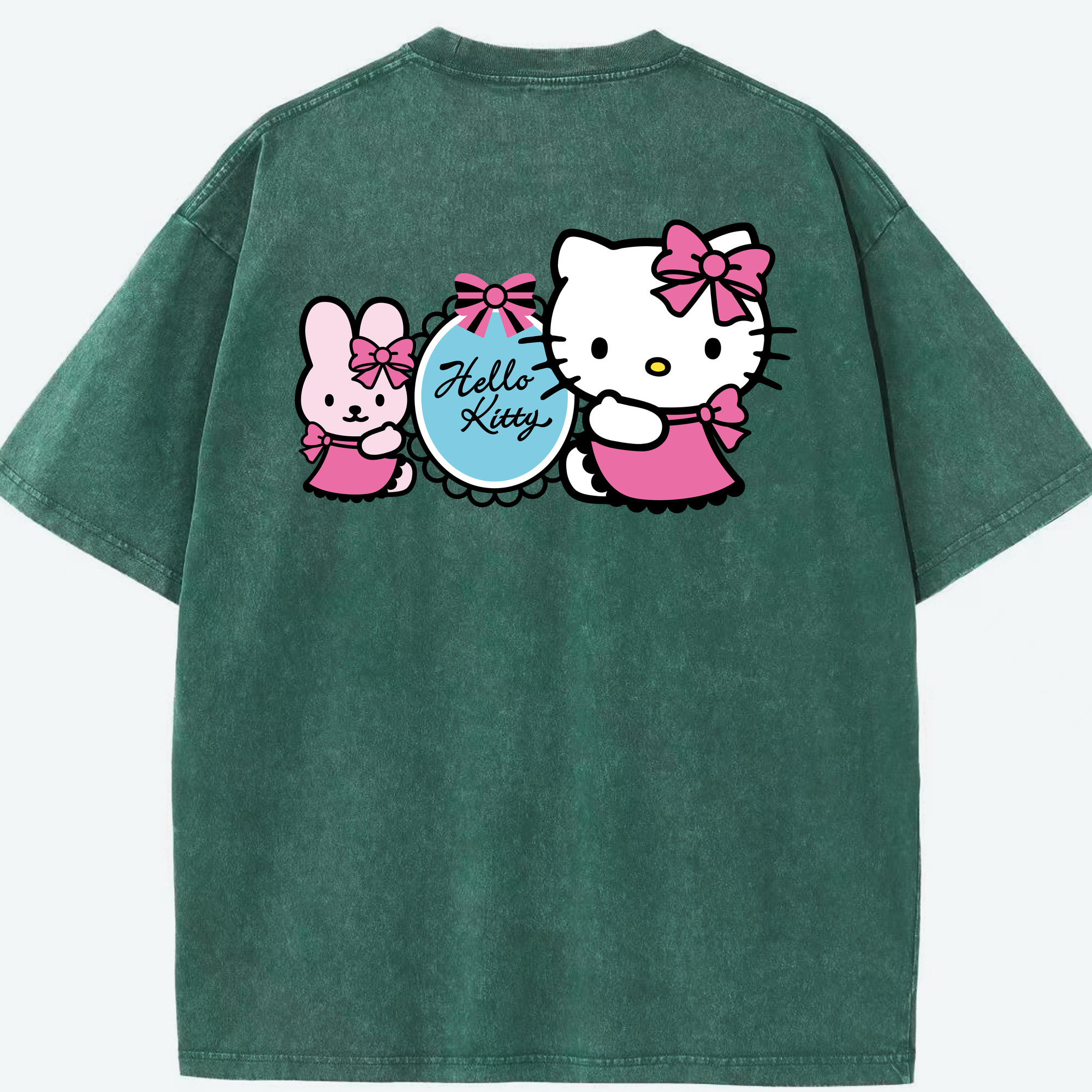 （画像用） Hello Kitty ハローキティ 綿100% ヴィンテージ風 半袖Tシャツ（背面プリント）